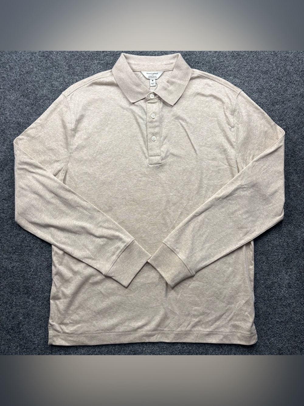 Banana Republic Men's Long-Sleeve Button Polo - Light Beige